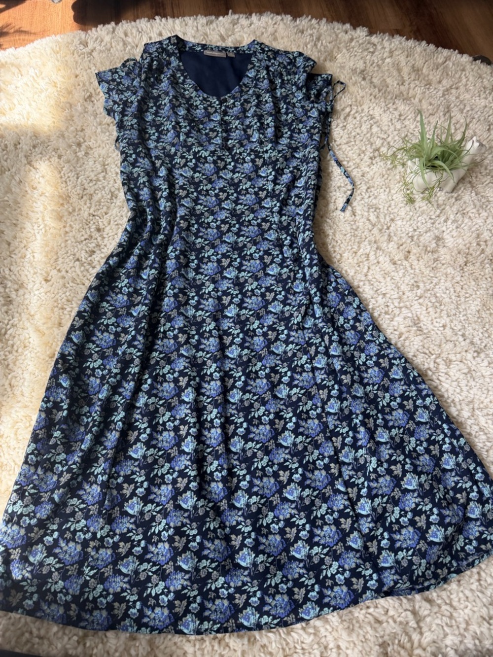 croft & barrow long sophisticated women’s spring Blue Floral Midi Dress - Picture 3 of 6